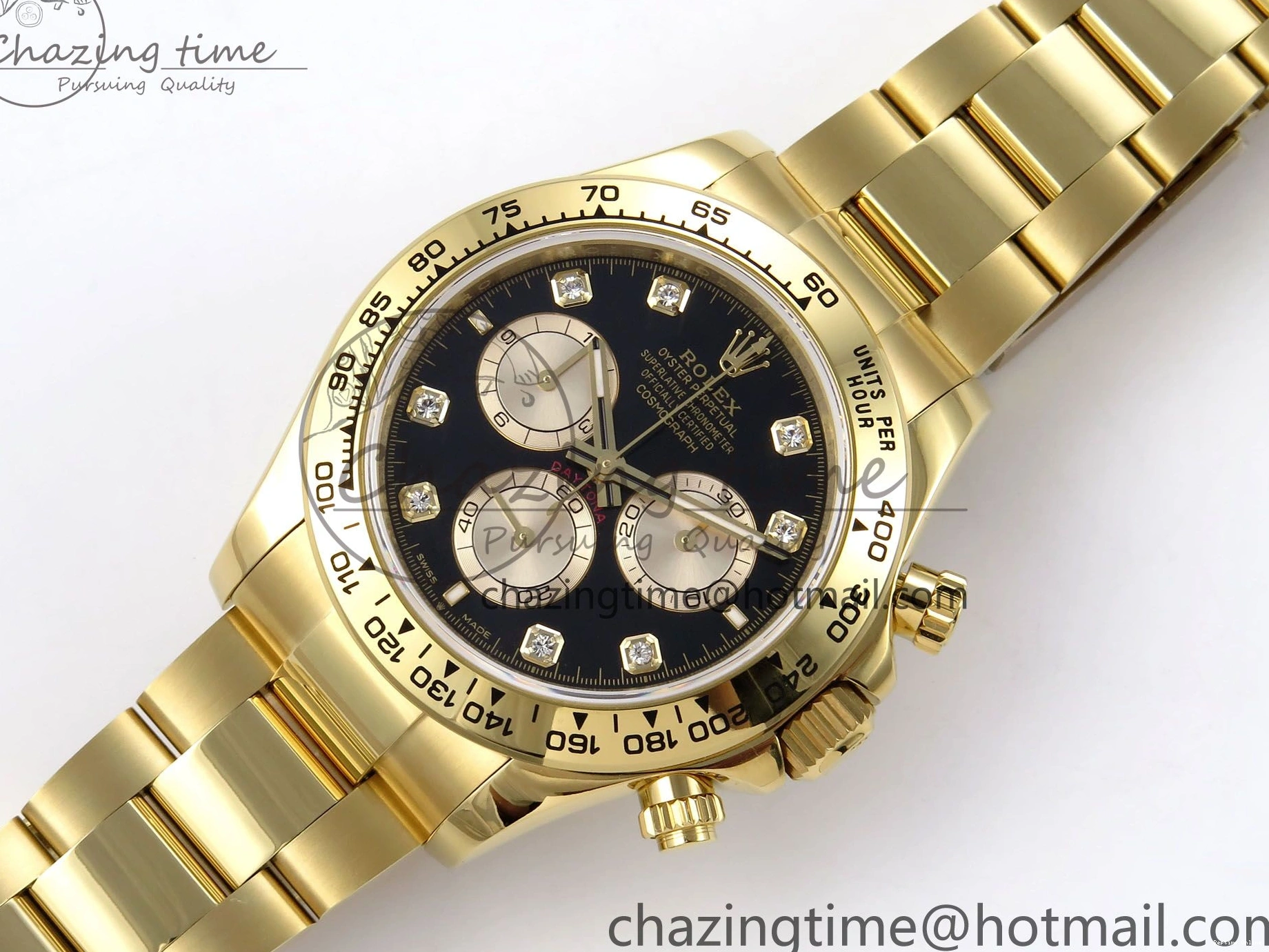 0601 Daytona 126508 QF 1:1 Best Edition Black YG Diamonds Dial on YG Braclet SH4131 V WeatherProof 1314
